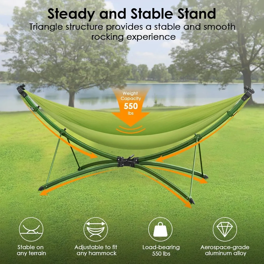 أرجوحة محمولة مع حامل قابل للطي سريع الإعداد ومظلة قابلة للتعديل وحقيبة تخزين - كرسي هزاز للكبار/الأطفال - ثقيل D #6