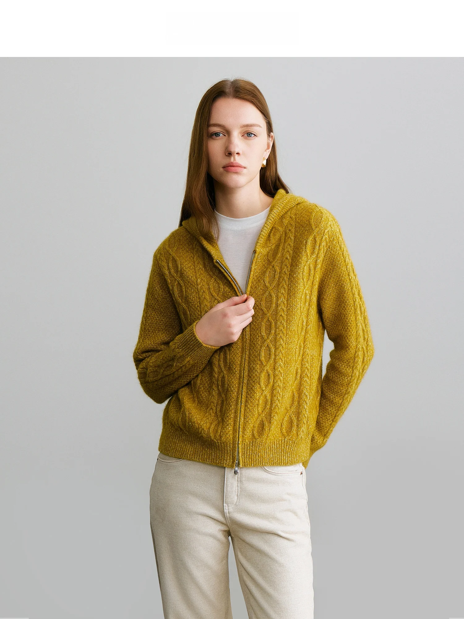 

Осенне-зимний винтажный шерстяной кардиган с воротником-стойкой на молнии, женская верхняя одежда из смесовой шерсти с длинными рукавами