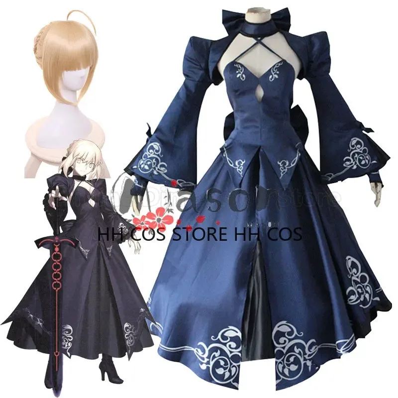 

Аниме Fate/Grand Order Black Saber костюмы для косплея Artoria Pendragon (Alter) платье с париком для женщин