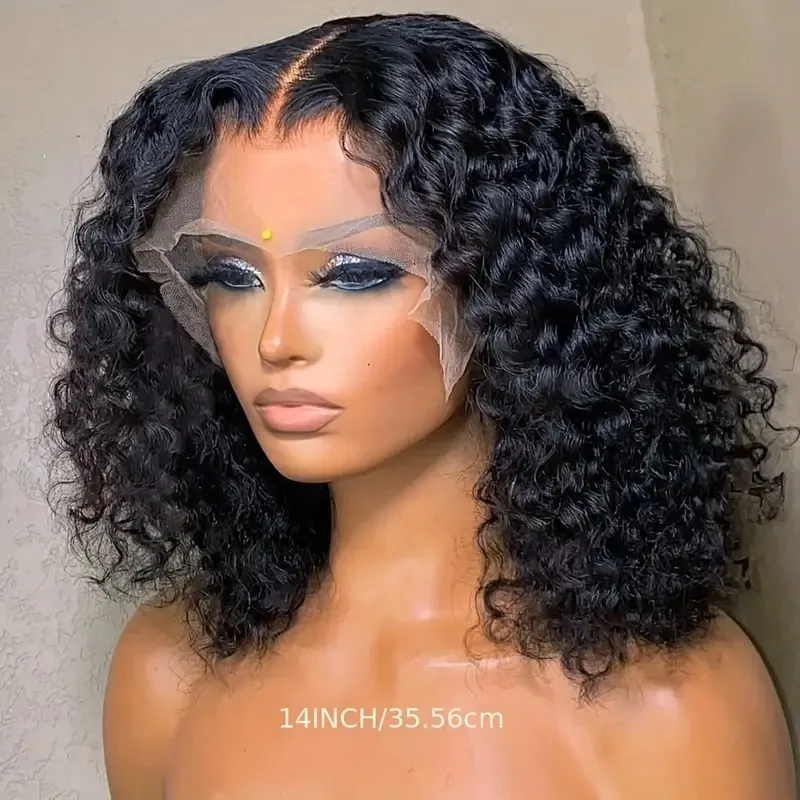 

250% High Density Kinky Curly Short BoB Human Hair Wig Glueless 13x4 HD Lace Front Wig Brazilian Human Hair Wigs For Women
