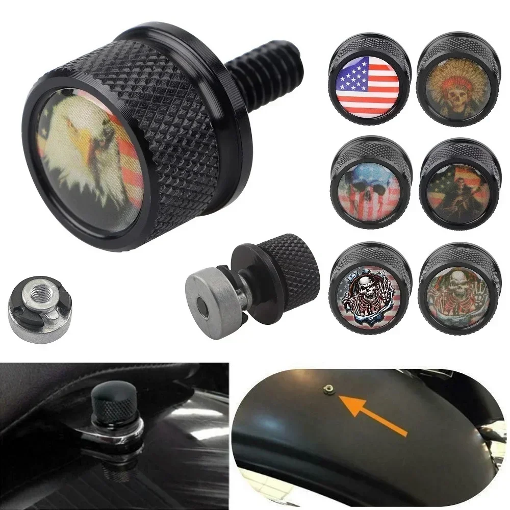 

Motorcycle Universal Rear Fender Seat Screw Bolt Nut Knob Cover Kit For Harley Sportster Fatboy Dyna Softail V-ROD Touring Glide