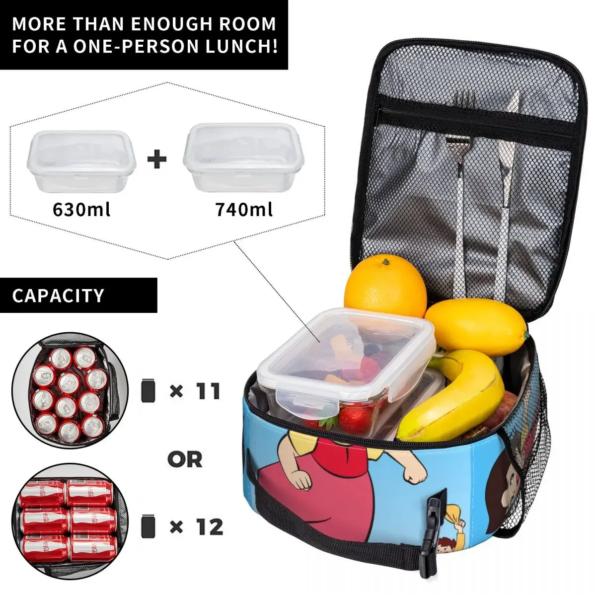 Happy Heidi With Peter Portable Lunch Box Leakproof Cartoon Alps Mountain Cooler Thermal Food Insulated Lunch Bag Office Work