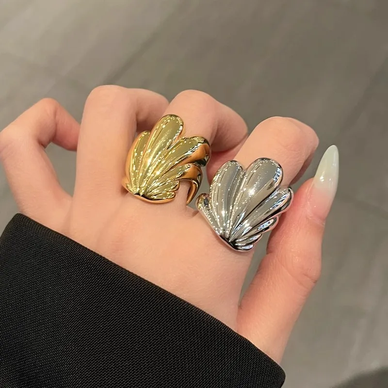 

new unique open ring for women metal shiny gold silver color ring female daily wear elegant office lady jewelry