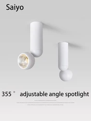 Saiyo Led Spotlight Surface Mounted 355 Degree Adjustable Angle Spot Lights Rotatable CRI 90 Ceiling Lamp For Living Room Shop