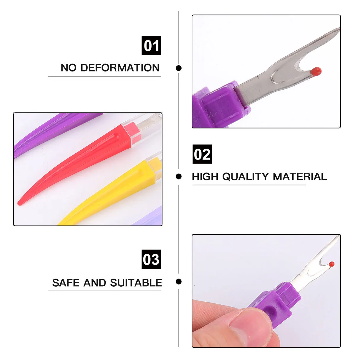 

4Pcs Seam Ripper Thread Cutter Kit with Protective Lid Stitch Unpicker Sewing Remover Embroidery Tools Wear Resistant Metal