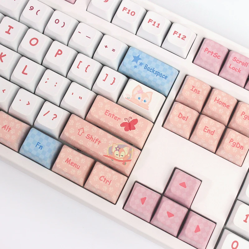 Lingna Belle Keycap Xda Height 130 Keys Half Five Sides Heat Sublimation Anime Peripheral Cute Keyboard Decoration Holiday Gift