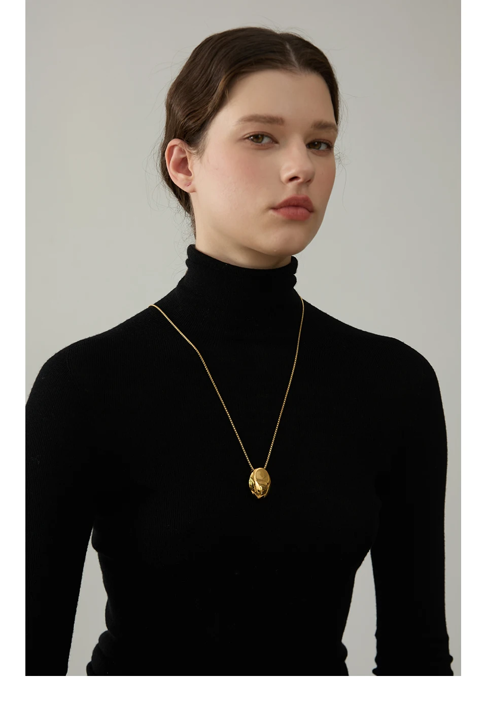Yhpup 70 cm minimalistische lange Unisex-Pullover-Kette, Schmuck, 316l-Edelstahl, ovaler Anhänger, Halskette für Männer und Frauen, wasserdicht – Detail 7