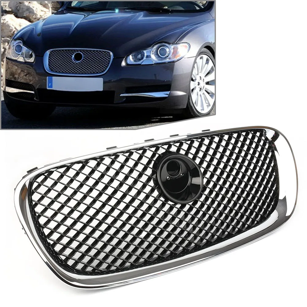 

Gloss Black Car Front Bumper Grille Radiator Upper Mesh Grill for Jaguar X250 XF XFR XFRS 2008–2011 Racing Grille Radiator Cover