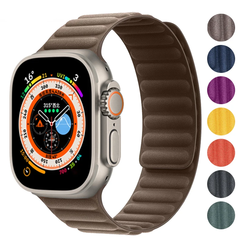 

Ремешок FineWoven для Apple Watch Band Ultra 2, 49 мм, 44 мм, 40 мм, 45 мм, 41 мм, 46 мм, магнитный браслет с петлей, iWatch Series 9, 8, SE, 7, 10