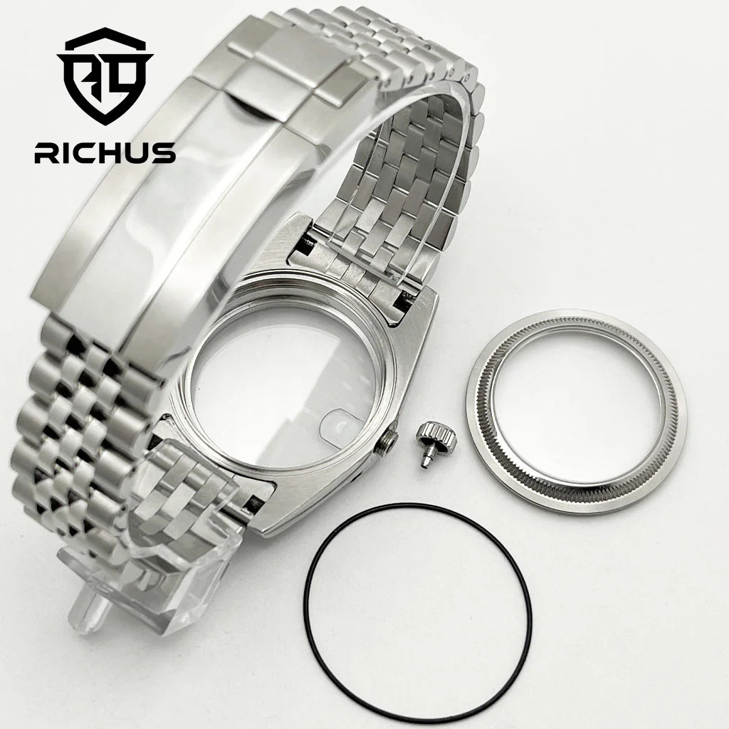 RICHUS 36mm 39mm Polished Watch Case Sapphire Glass Fit NH35 NH36 Miyota8215-DG ETA 2824 PT5000 Movement Watch Watch Accessorie