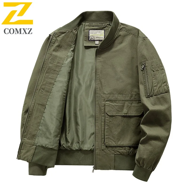 COMXZ البيسبول طوق سترة عادية الرجال في الهواء الطلق الدراجات الرياح مقاومة دراجة نارية معطف الراقية النمط الحضري الخريف ملابس جديدة #3