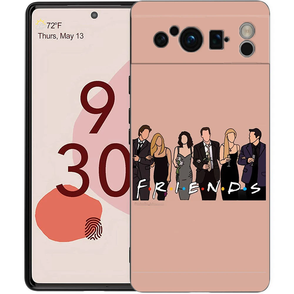 حافظة هاتف فاخرة من البولي يوريثان لهاتف جوجل بيكسل 9 8 8A 7 7A 6 Pro XL 6A 5G Central Perk Coffee friends tv Show غطاء خلفي ناعم أسود