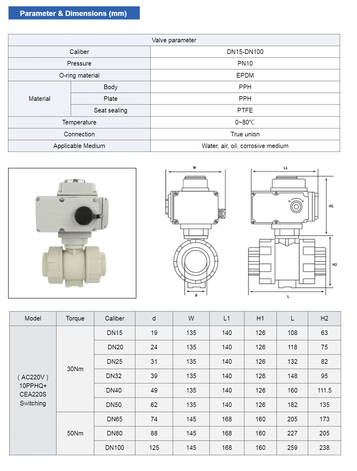 Magnetventil YMER ELECTRIC Control Valves 2 WAY BALL VALVE On Off PPH DN15-DN100 DC24V IP67 3-wire 2-control Water Conrtrol Agriculture OEM Pneumatik — Detail 3
