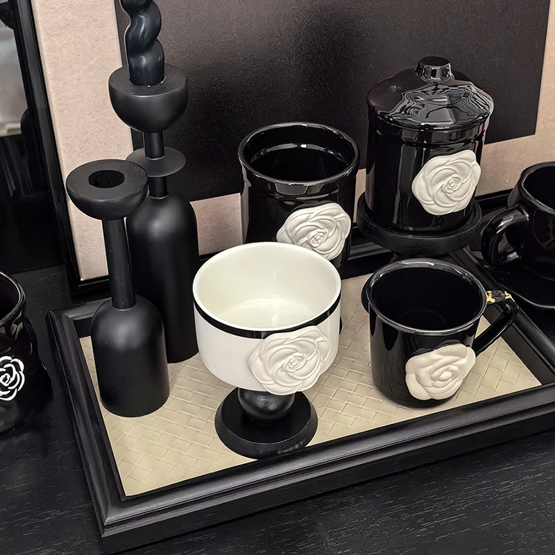 

Винтажная кофейная кружка с тиснением камелии, керамическая чашка в стиле ретро Globot, стильная роскошная посуда в стиле ретро для домашнего использования