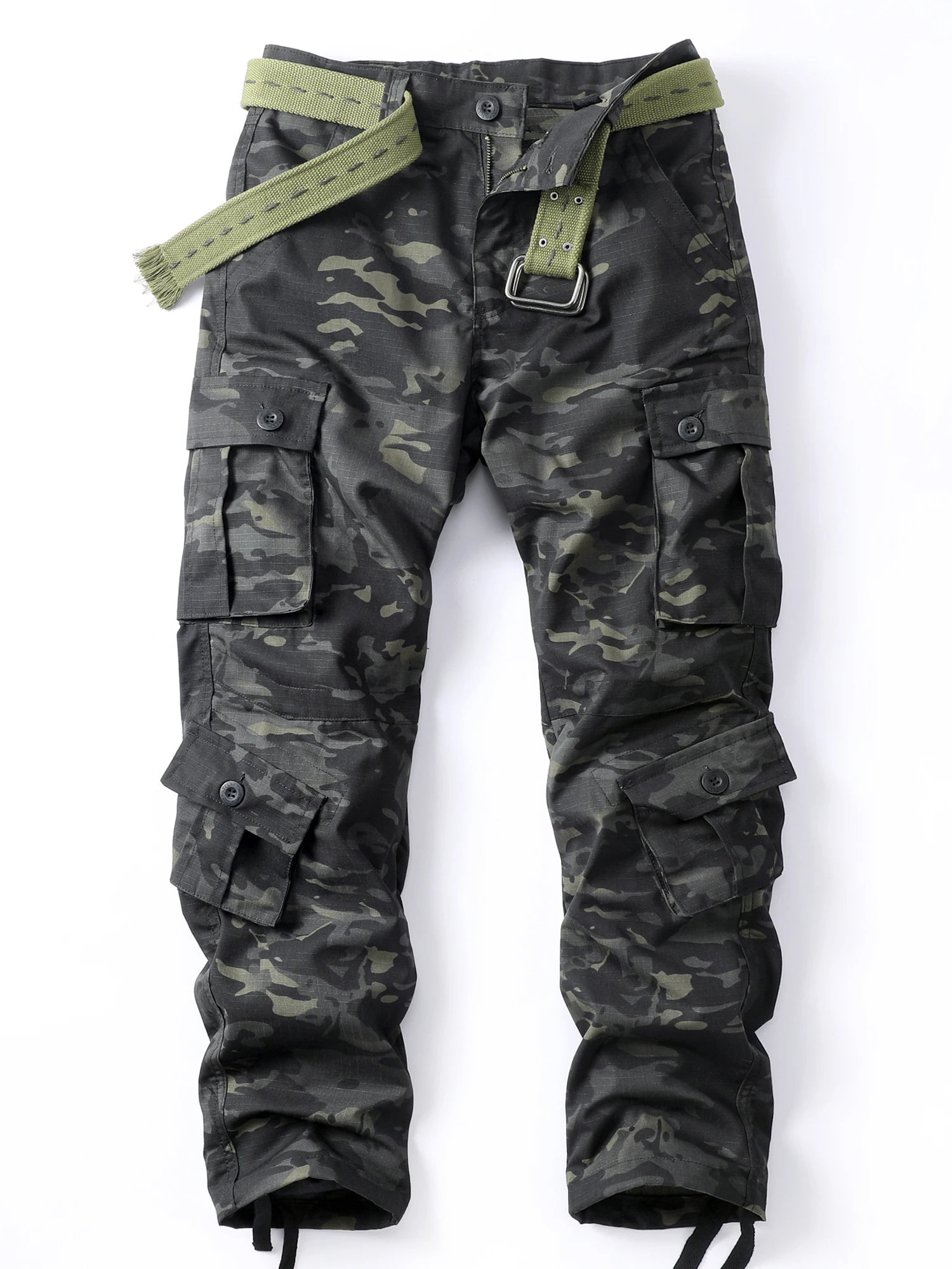 AKARMY  Camouflage Pants Cargo Pants,  Loose Casual Outdoor Pants, Men's Outdoor Hiking Work Pants （no belt）