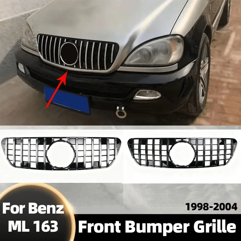 

For Mercedes-Benz ML W163 1998-2004 Front Bumper Grille GT Mesh Grill Insert, Exterior Car Styling Modification Accessories