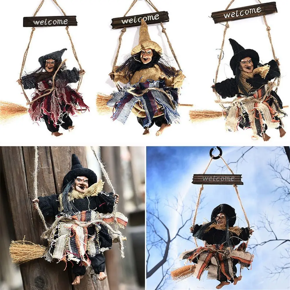 Halloween Hanging Witch Dolls Prop Animated Ghost Scary Yard Door Wall Tree Party Outdoor Home Decoration For Kid Toy