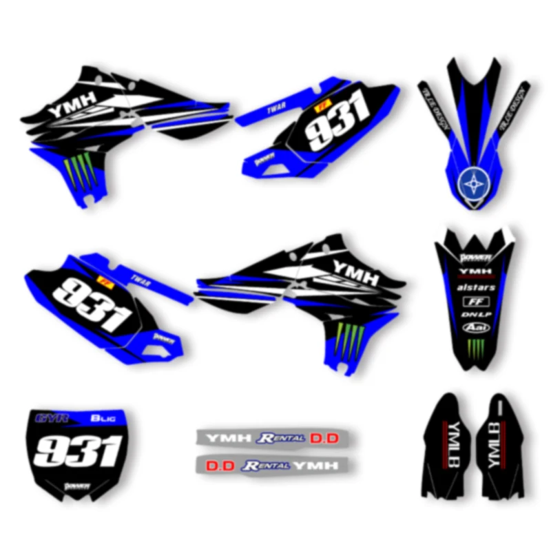 Powerzone Custom Team Motorcycle Graphic Background Decals Sticker Kit For Yamaha YZF450 YZ 450F 2010 2011 2012 2013