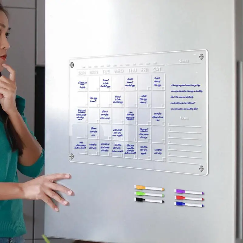 Calendario magnético de borrado en seco para refrigerador, tabla de borrado en seco, planificador mensual, calendario semanal, planificación