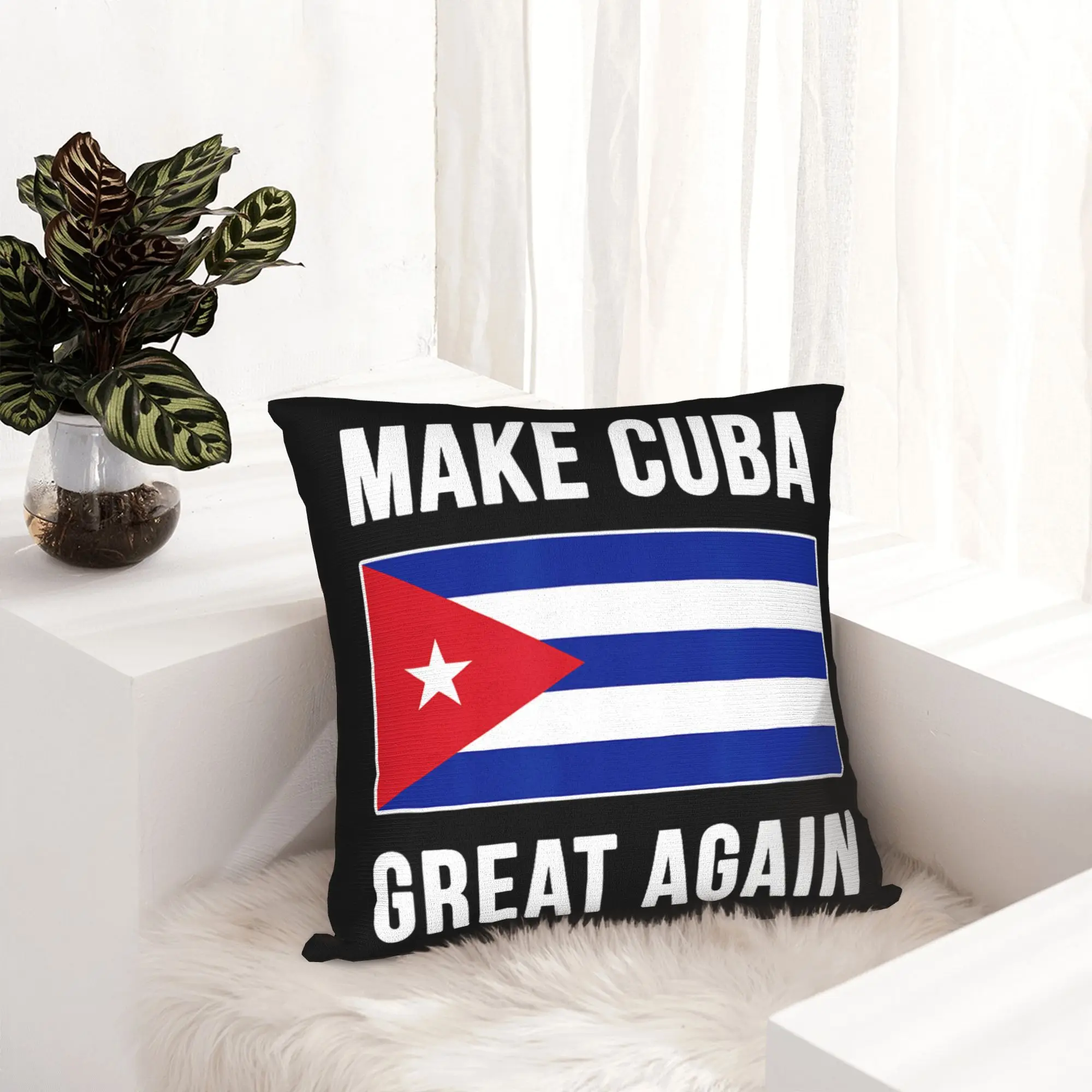 Make Cuba Great Again Funny Cuban Flag Pillowcase Soft Cushion Cover Decoration  Pillow Case Cover Home Zippered
