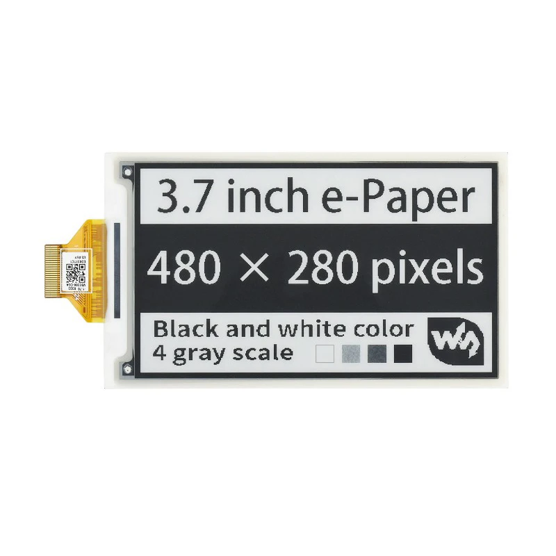 

3.7inch e-Paper E-Ink Display HAT For Raspberry Pi Black / White 4 Grey Scales SPI Interface 480×280