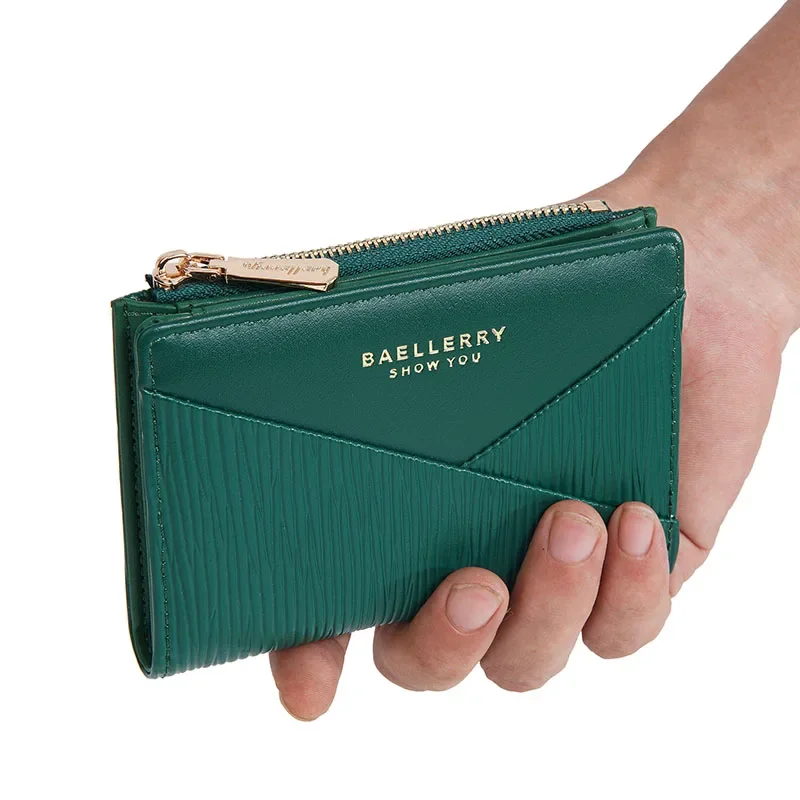 2024 المرأة محفظة صغيرة قصيرة سعة كبيرة اثنين أضعاف سستة محفظة بولي Leather الجلود عملة المحفظة الفاخرة عالية الجودة الحد الأدنى Cartera