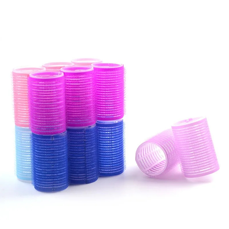 Hot Selling 6Pcs Pink Nylon Plastic Hair Rollers Set DIY Hairdressing Tools 3Sizes No Heat Self Grip Hair Roller Curlers