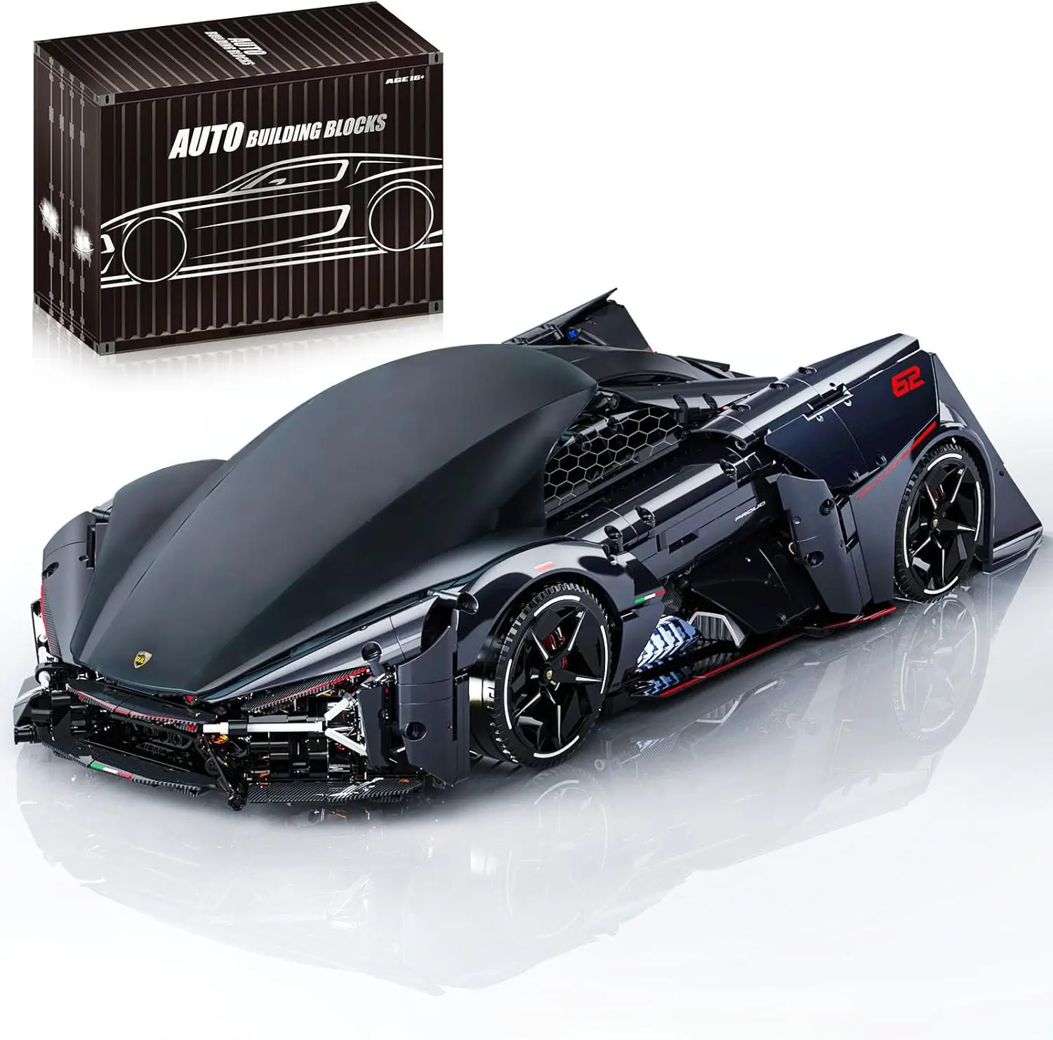 

2884PCS 1:8 Sport Building Supercar with Authentic Features High tech Bricks Lambo Concept Sport Car
