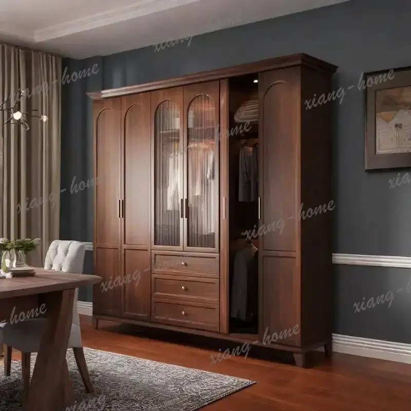 Factory Direct Luxury Vintage Adults Wardrobes Hanging Wood Box Lounges Cupboard Wardrobes Storage Drawers Tall Armario De Ropa