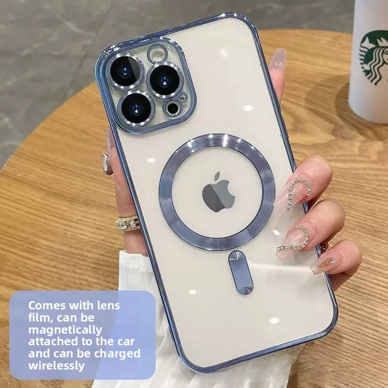 حافظة مغناطيسية شفافة لهاتف آيفون 17 16 15 14 برو ماكس بلس حماية العدسة لغطاء حافظة شحن لاسلكية Magsafe
