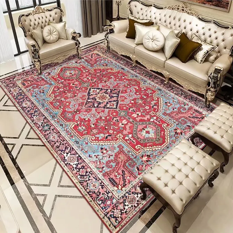 Persian Carpet Living Room Bohemian Vintage Ethnic Area Rug Anti-skid Study Room Home Floor Mat American Style Retro Bedroom Rug