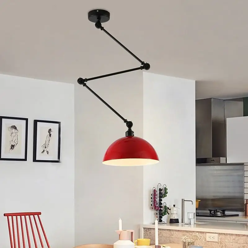 Nordic Design Ajustável Braço Longo Pendant Light, Aranhas de alumínio, Lâmpada de teto LED, Sala de estar Quarto e Sala de jantar