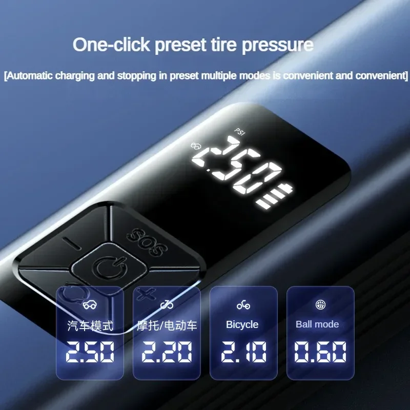 Durable Car Mounted Vacuum Cleaner Inflation Pump 4-in-one 12V High-Power Dual Purpose Tire Pressure Measurement For Home and Ca