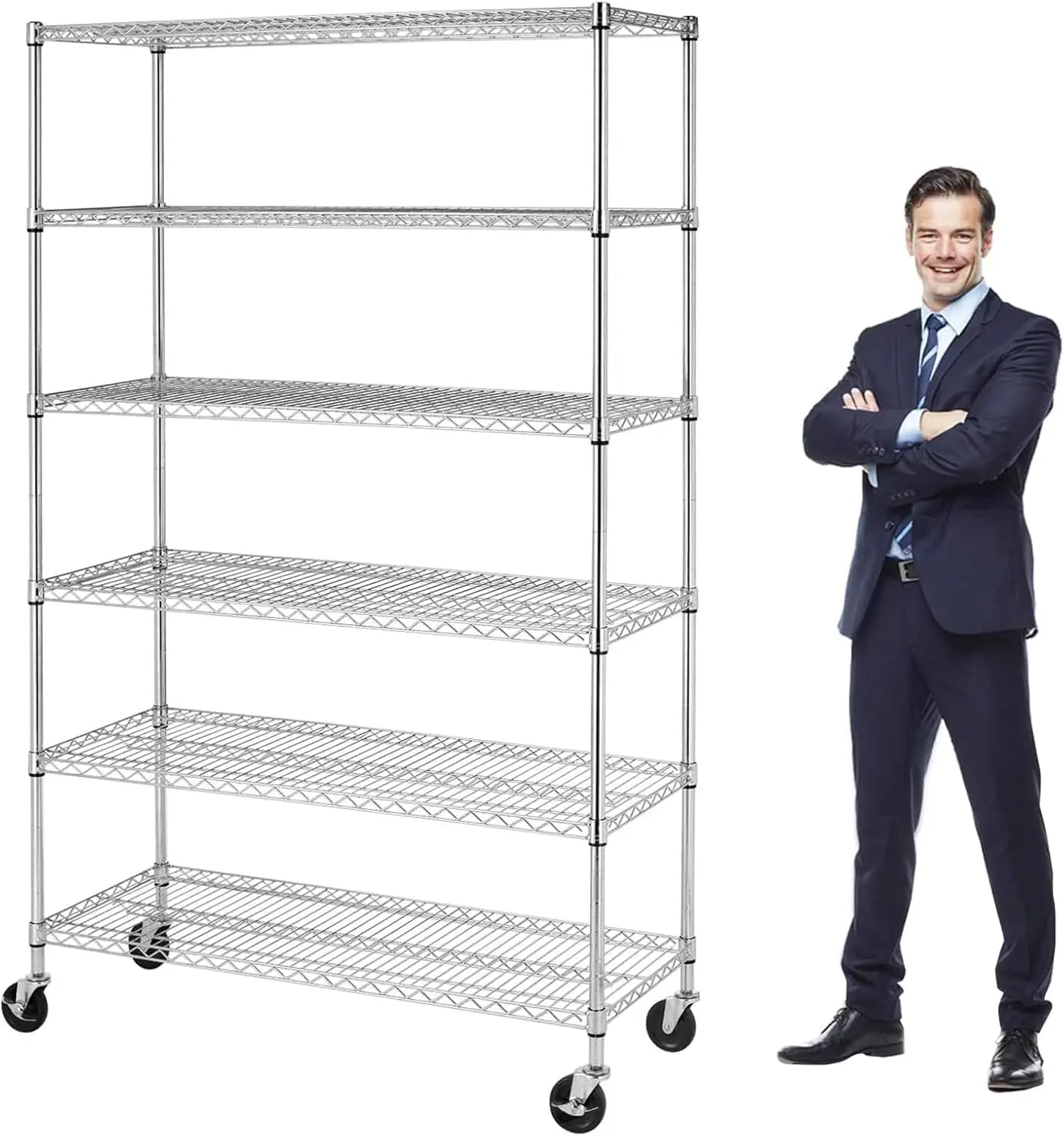 

YRLLENSDAN Metal Shelves Metro Shelving NSF Wire Shelving Rack 6000Lbs Capacity Adjustable Storage Shelfs Unit 6 Tier with Wheel