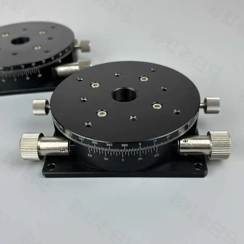 Manual R-axis fine-tuning displacement table, manual rotating slide table, table 90mm worm gear rotary indexing plate