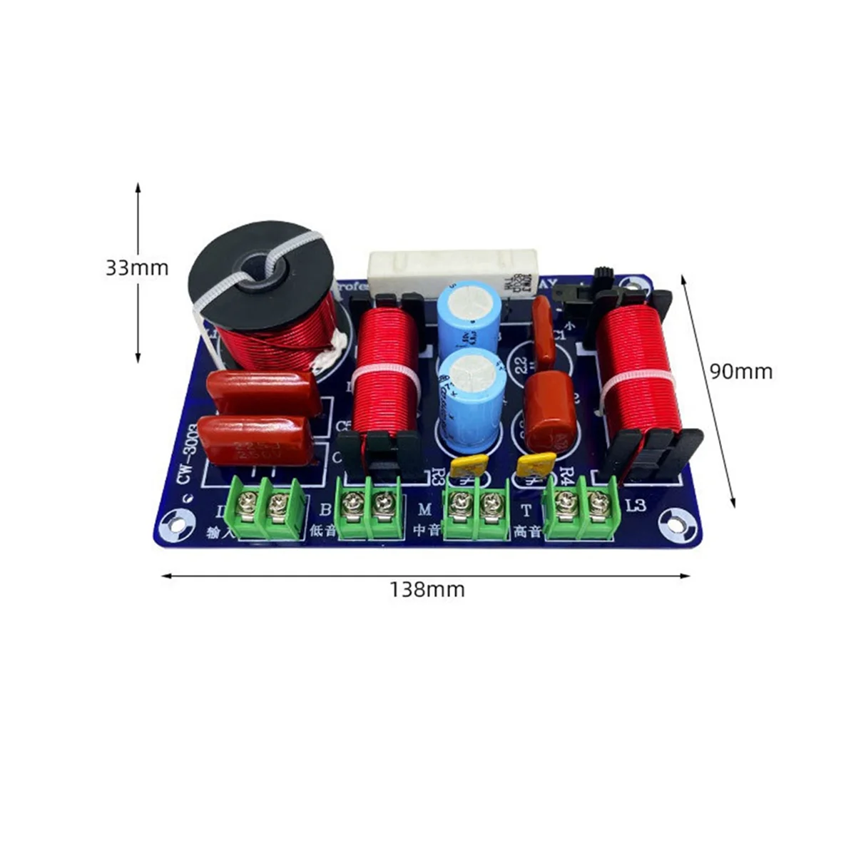 Divisor de frecuencia de 3 vías, 2 piezas, 250W, 850/5200Hz, circuito de filtro de altavoz, agudos, bajos medios, Hifi, Audio estéreo cruzado