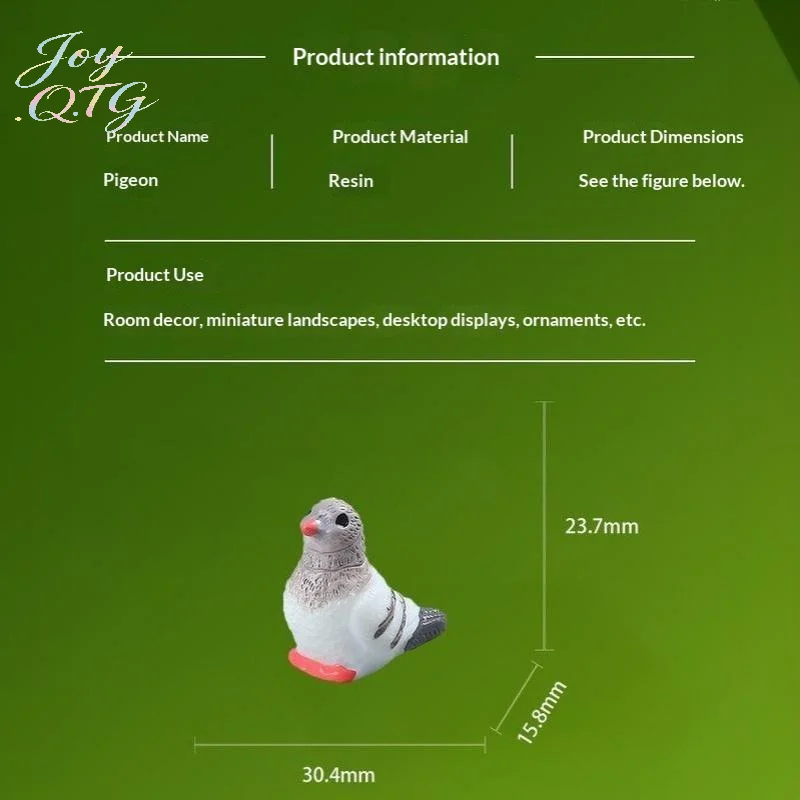 Hot Sale New 5pcs Mini Simulated Pigeon Resin Ornaments, Cartoon Bird Mini Landscape Accessories, DIY Handmade Jewelry Charms