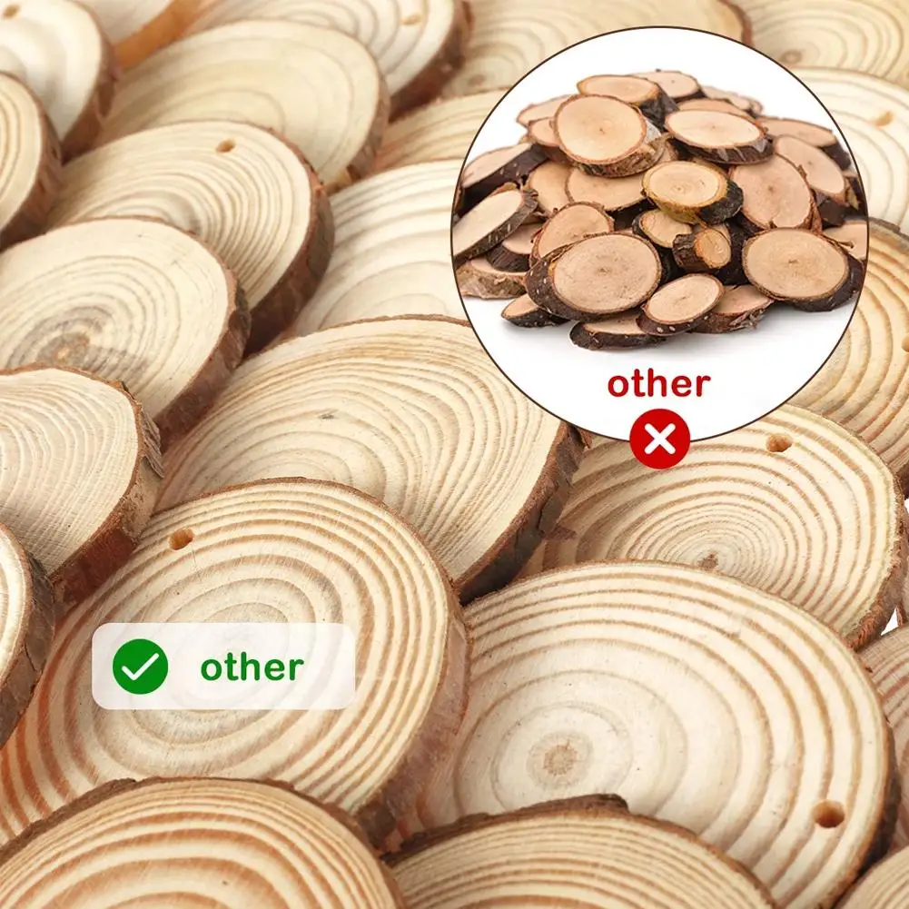 0.5 سنتيمتر سميكة 1 حزمة 30 قطعة الصنوبر الطبيعي شرائح الخشب المستديرة غير المكتملة الدوائر مع شجرة النباح سجل أقراص Crafts بها بنفسك الحرف الطرف اللوحة