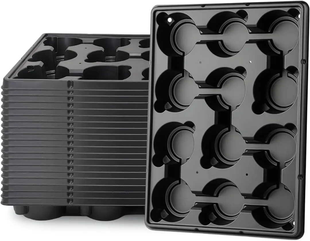 Round Nursery Pot Trays with 12 Cells, Thickened Durable Seedling Pots, Shuttle Carrying Trays for Holding 4-Inch Pots, 16.85" x 12.6", 20-Pack