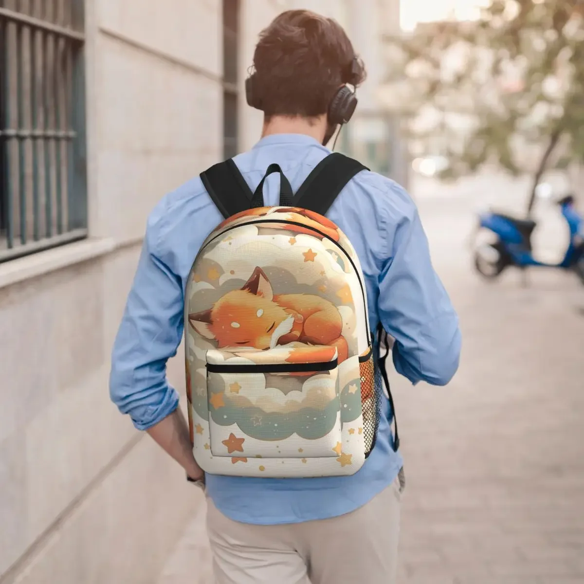 Sleeping Fox On The Cloud Student Backpack School Bag Hiking Travel Daypack for Men Women Bookbag Shoulder Bags