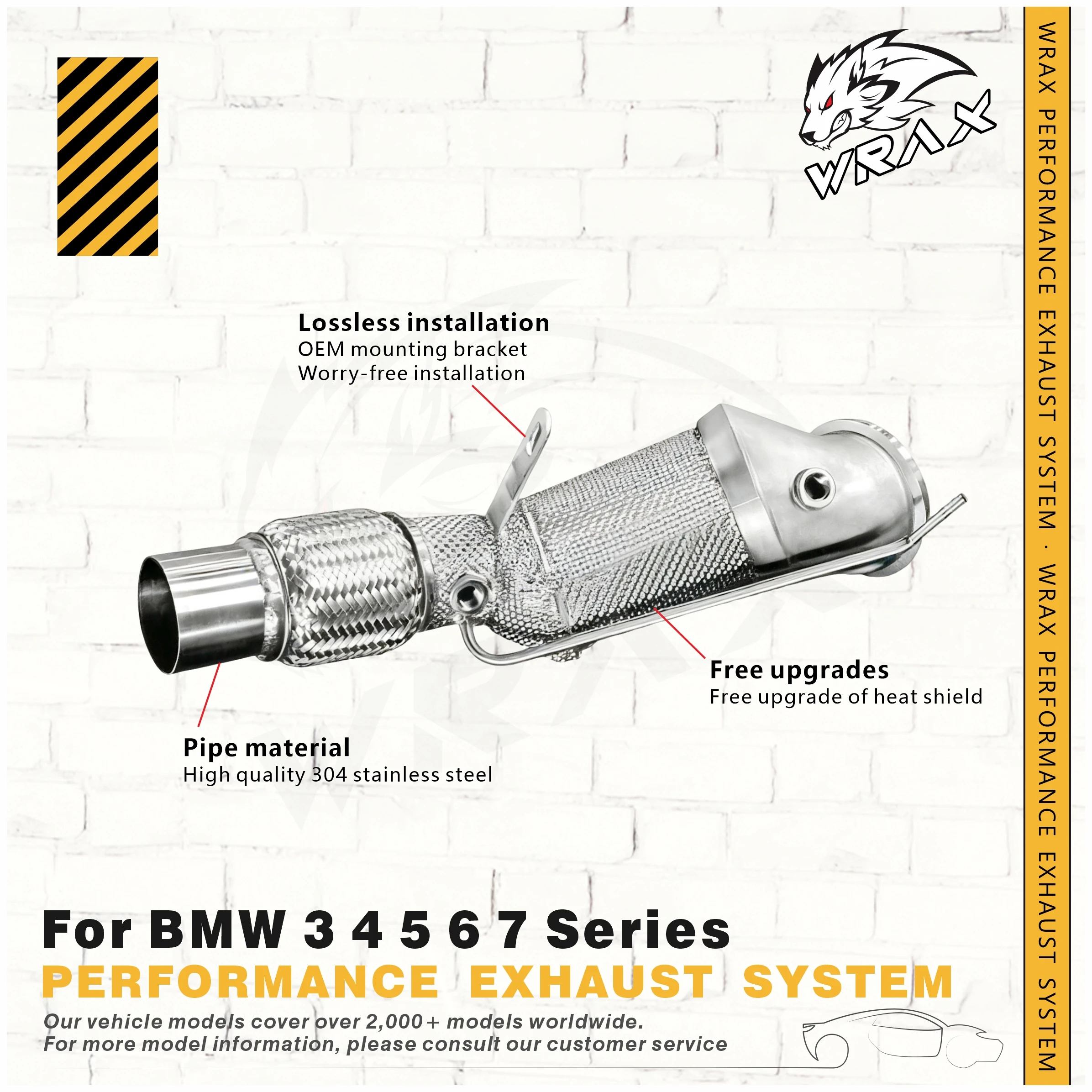 WRAX ترقية الحرارة درع SS304 النازل لسيارات BMW 3 4 5 6 7 سلسلة أداء العادم سهلة التركيب