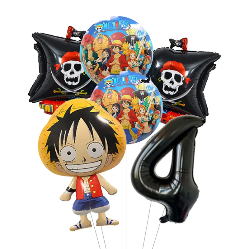 Cool One Piece Theme Luffy Theme Foil Balloons Set Latex Balloon Kids Birthday Party Decoration Number Balloon Toys Gifts - view 5