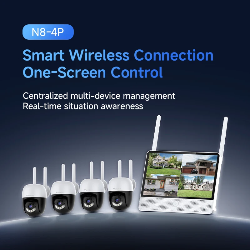 N8-4P Vstarcam Smart One-Screen Family Camera Intelligent Al Light IP Camera Kit Facial Recognition NVR Playback of up to 8MP