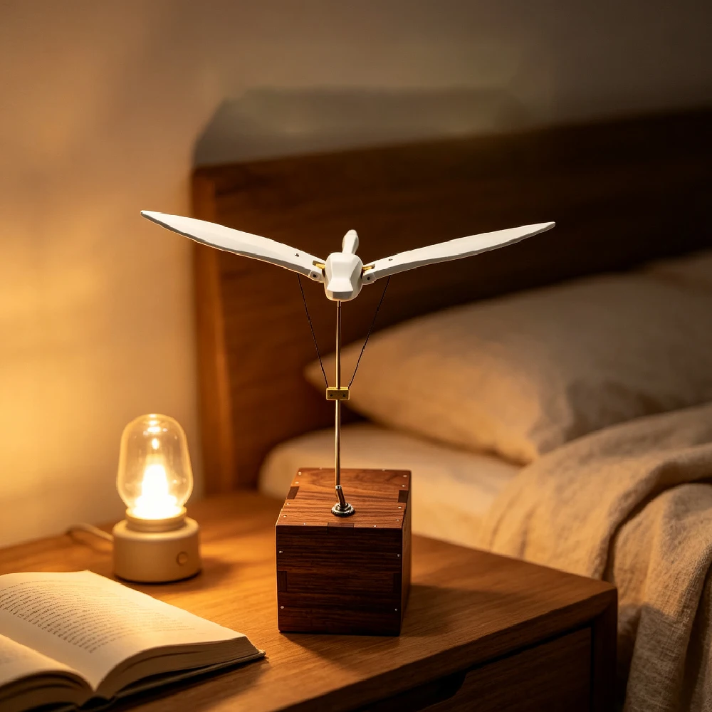 1PCS Mechanical Swan Ornament, Handcrafted Wooden Electric Bionic Marine Biological Dynamic Model