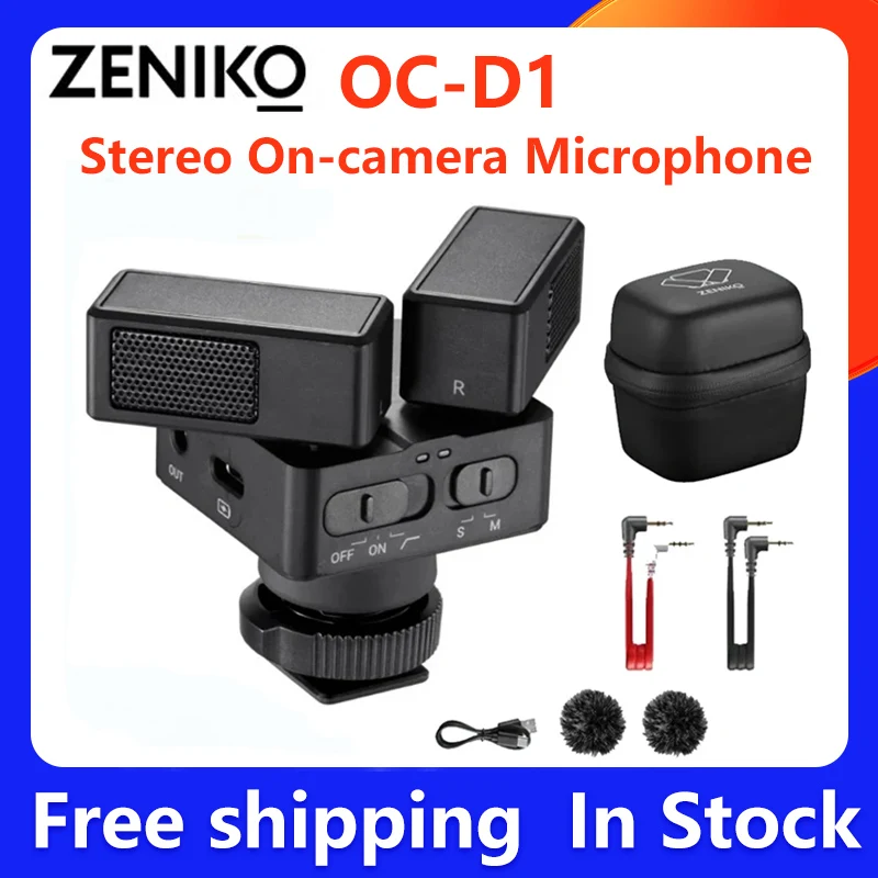 

ZENIKO OC-D1 On-camera Microphone Cardioid Directivity Dual 180° Rotatable Mic Low-cut Filter 15h Long Battery Life for Inteview