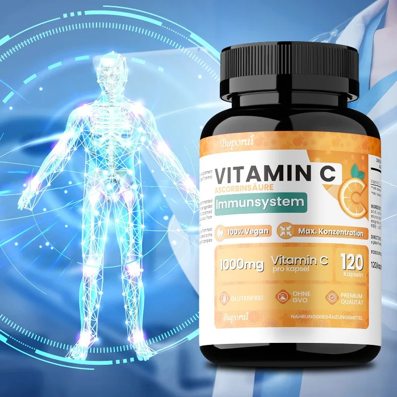

120pcs Organic Vitamin C Capsules 1000mg - Support Immune Health, Anti-oxidation Beauty Health
