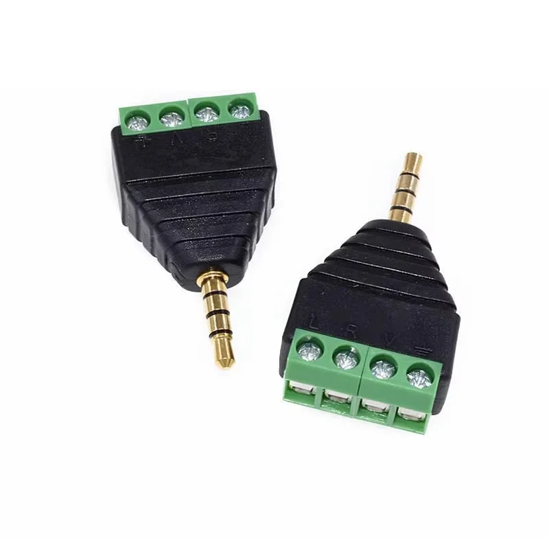 5/20/100PCS 3.5mm Stereo Connector Male Plug Female Jack To 4 Screw Double Track Female Terminal 4 Pole AV Balun Terminal Block