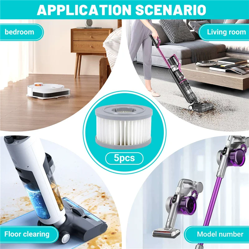 5PCS HEPA Filter For Xiaomi JIMMY JV85/JV85 Pro/H9 PRO Handheld Wireless Vacuum Cleaner