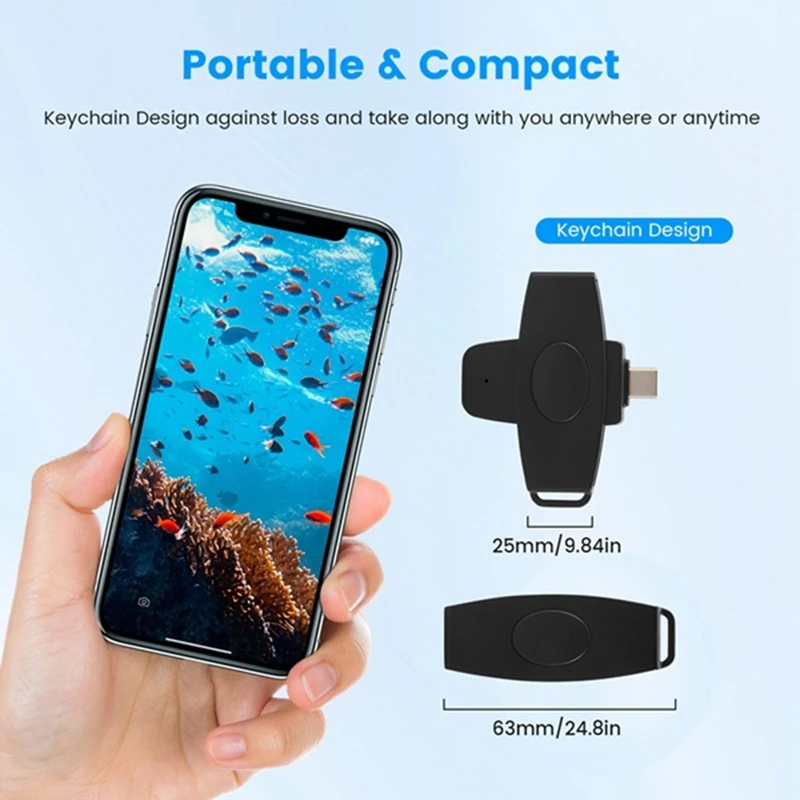 CSCR3 Type-C Smart CAC Card Reader Bank Tax Declaration SIM Card/IC Card ID Card Reader