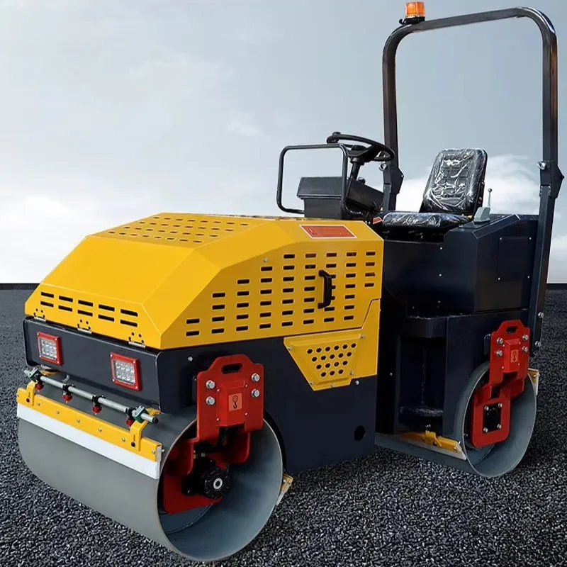 Road Roller Hydraulic Vibratory Double Drum Mini Compactor 1.2Ton Small Construction Asphalt Soil Machine
